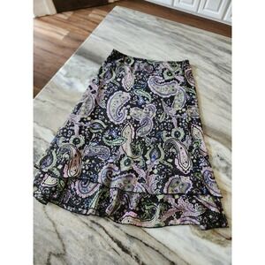 90s Y2k Lettuce Hem Paisley Midi Skirt Ruffle Fairy Phoebe Buffay Whimseygoth